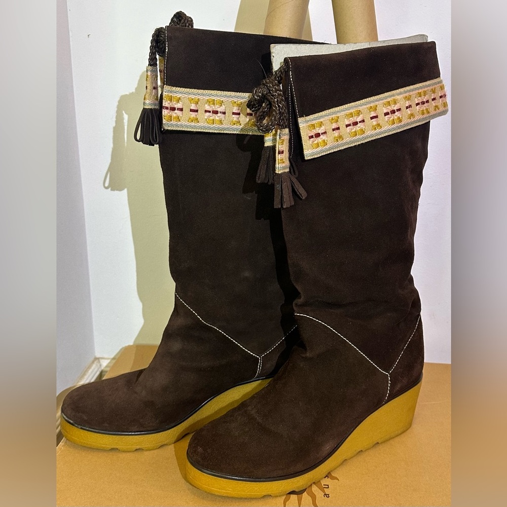 Marc Jacobs tassel mid calf wedge boots